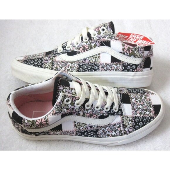 Vans Black and White Floral Athletic Shoes - Picture 2 of 5